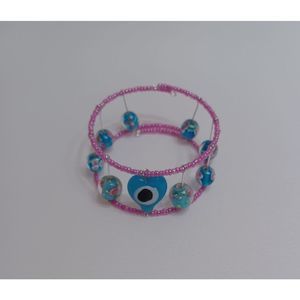 Evil eye  bracelet pink white and blue NWOT